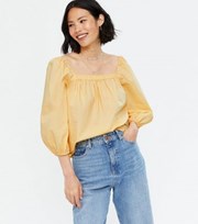 New Look Yellow 3/4 Sleeve Square Neck Blouse